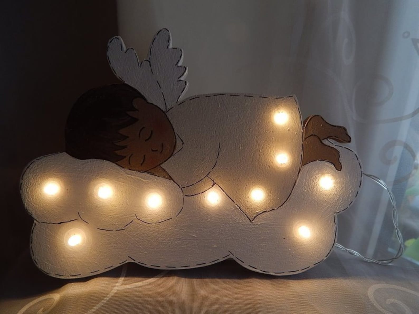 Guardian Angel Lamp with LED String lights Etsy