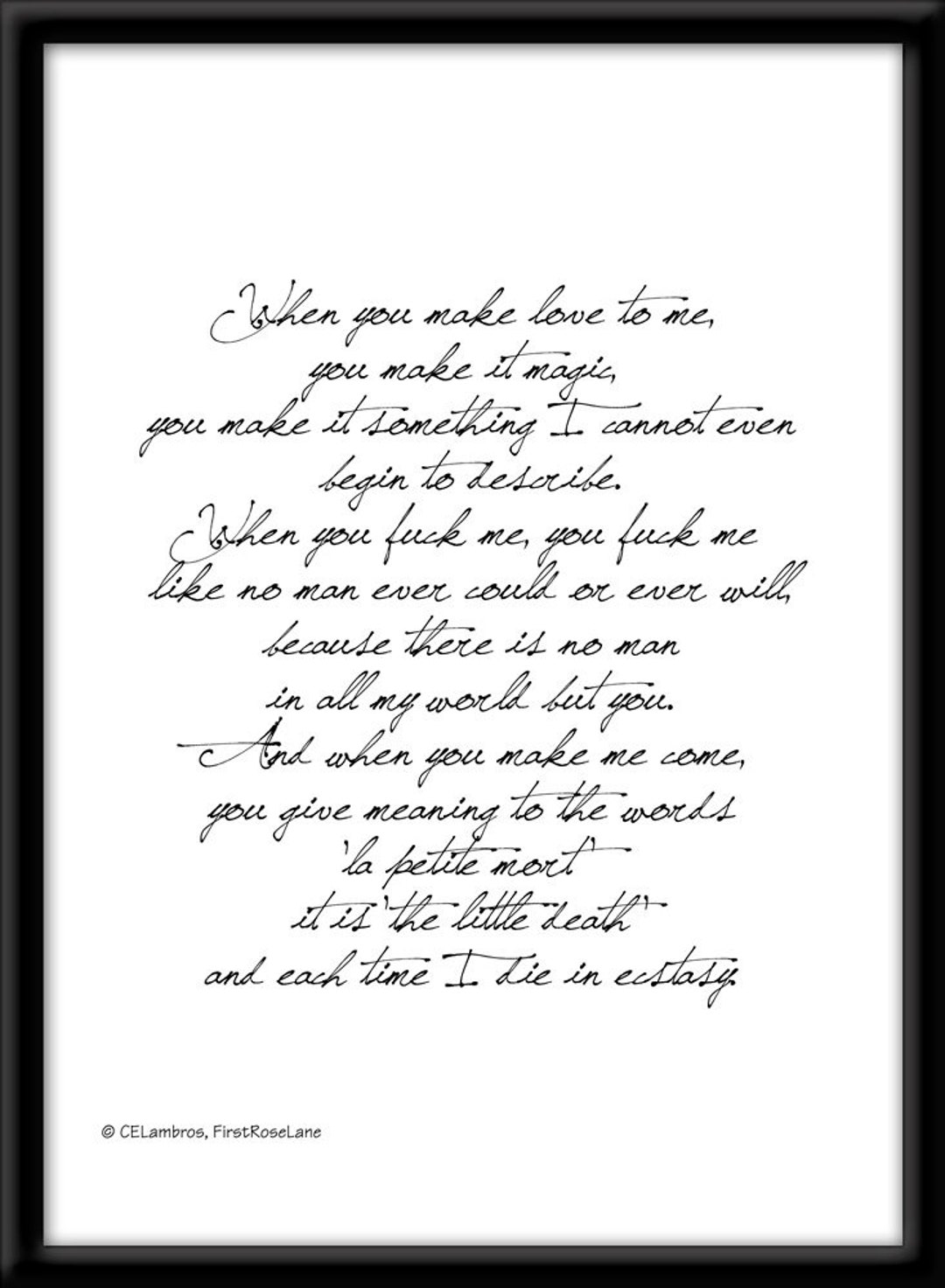 La Petite Mort Black & White Typographic Print Select 4x6 Etsy