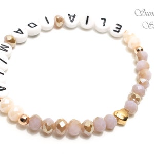 Name bracelet personalized with desired name in gold pink and rose gold heart, initial bracelet, bracelet with name