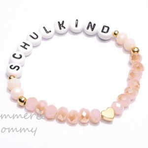 Bracelet school child enrollment, gift, school bag, rose gold, desired name, first day of school, name image 2