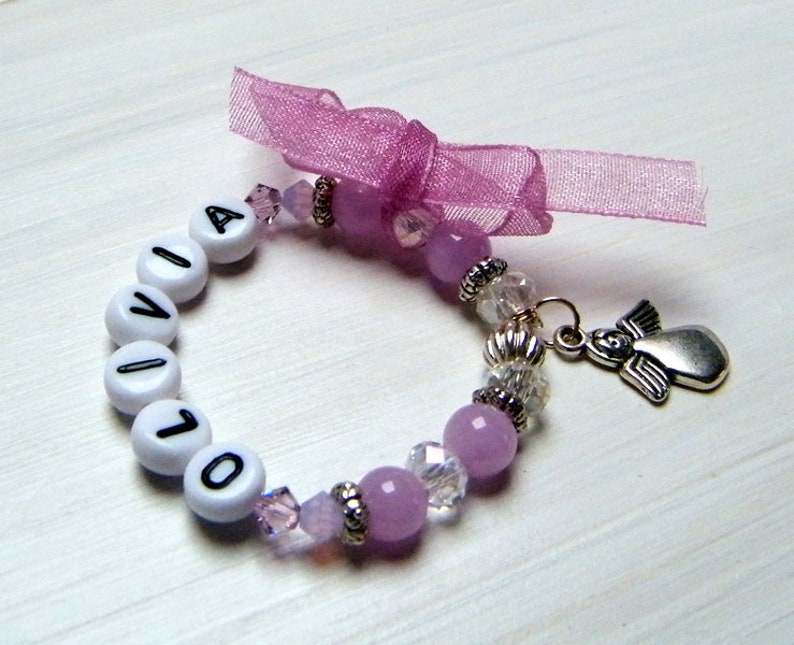 Personalized Baby Bracelet Jade Lilac image 2