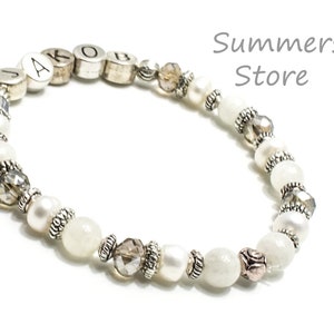 Armband mit Namen personalisiert Metallbuchstaben silber