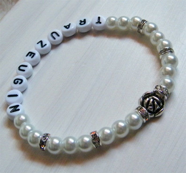 Name bracelet groomswoman / bride / wedding bridesmaid JGA bracelet with name image 1