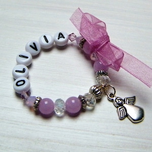 Personalized Baby Bracelet Jade Lilac image 1