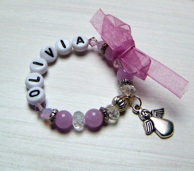 Personalized Baby Bracelet Jade Lilac image 1