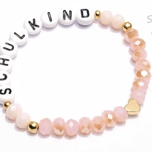 Bracelet school child enrollment, gift, school bag, rose gold, desired name, first day of school, name image 1