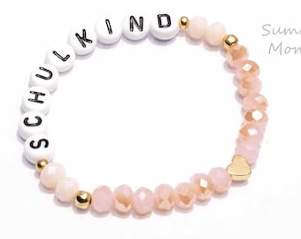 Armband " Schulkind " Einschulung,  Geschenk,  Schultüte, rose-gold,  Wunschname, erster Schultag, Name