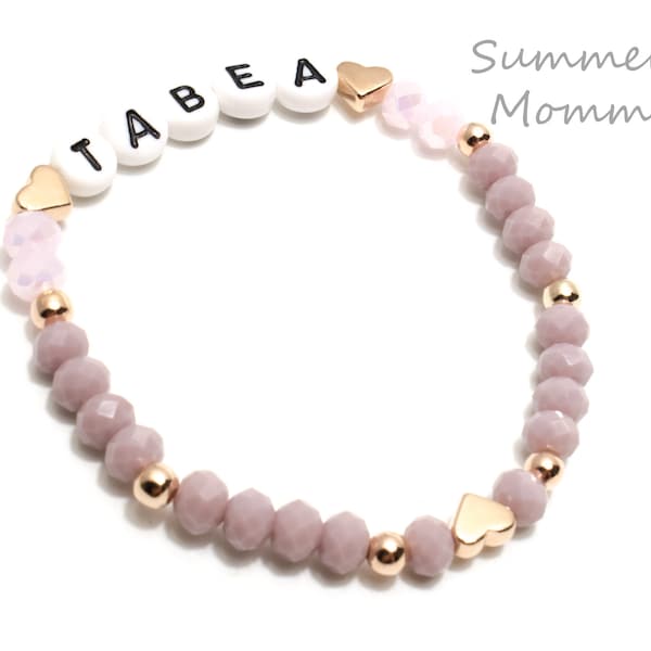 Bracelet with name, name bracelet rosè gold pink gold, hearts