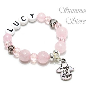 Baby bracelet rose quartz, guardian angel, personalized with desired name image 2