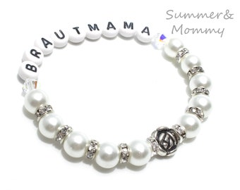Brautmama Armband, Hochzeit, Braut, Schmuck, Bracelet,  personalisiert Gastgeschenk, Blumenkind Armband Perlen, gastgeschenk