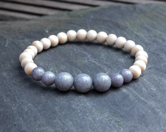 Bracelet Jade Grey, Energy Stone, Natural Stone, Mineral Quartz, Yoga, Natural Beads, Zen, Energy Bracelet, Jewelry