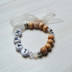 Baby Bracelet White Wood Edition Name Bracelet image 2