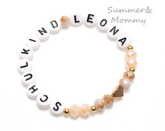 Bracelet "Schoolchild" school enrollment, gift, school cone, rose-gold, desired name, first day of school, name