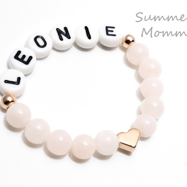 Baby bracelet with name, jade, girl or boy, rose-gold or silver, different colors to choose from, Taufarmband