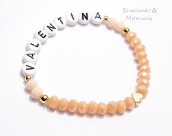 Name bracelet personalized with desired names in gold pink and ros' gold heart, initial bracelet, bracelet with name