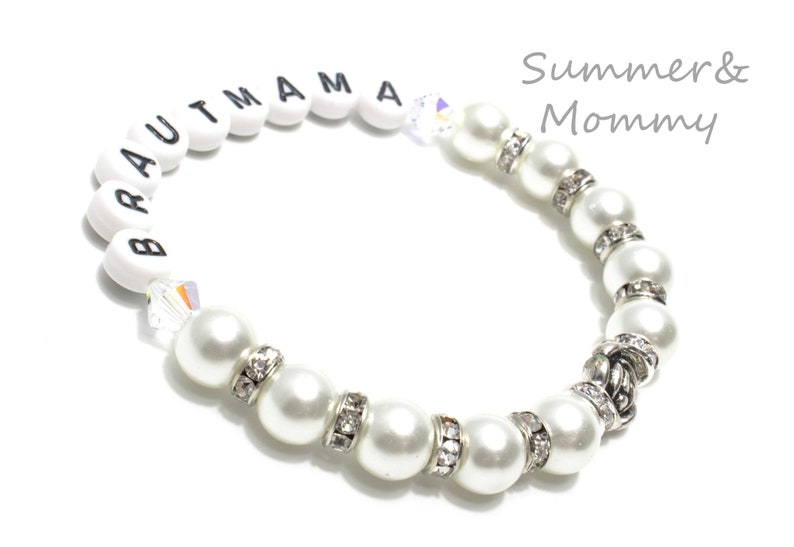 Bridal mama bracelet, wedding, bridal jewelry, bracelet, personalized guest gift, flower child bracelet beads, guest gift image 2