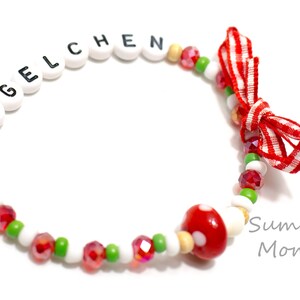 Fliegenpilz Glücks- Armband, Namensarmband, mit Namen