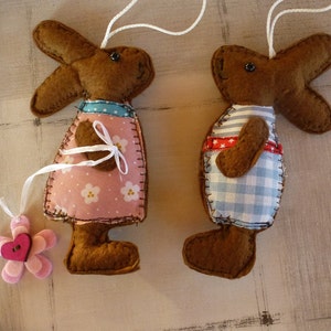 Pendant felt pendant bunny couple - bunny girl bunny boy decoration spring summer Easter