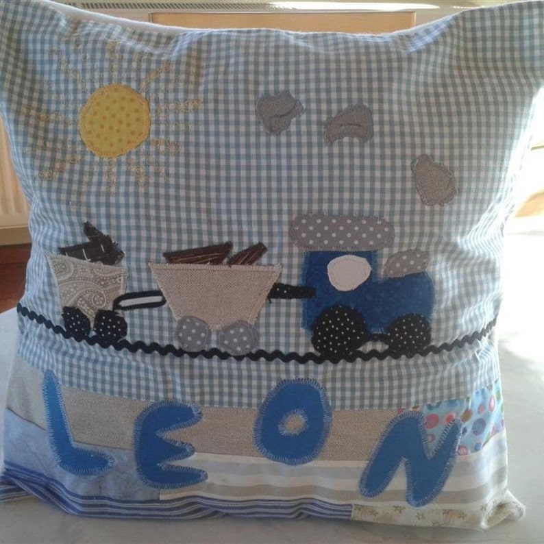 Pillow or cushion cover with name locomotive locomotive train railway individual gift birth baptism birthday image 9