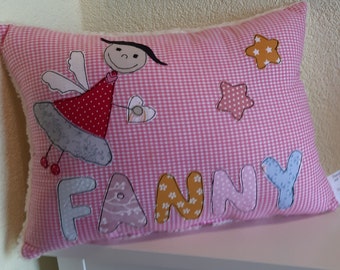 Housse de coussin ou oreiller avec nom ange gardien cadeau individuel baptême naissance anniversaire bébé enfant