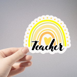 Yellow Bojo Rainbow Teacher Kiss-Cut Stickers