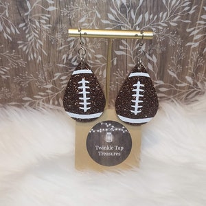 Football Teardrop Shaped Glitter Epoxy Earrings