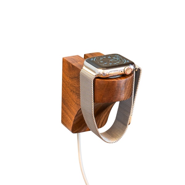 Walnut Wall Charging Station for Apple Watch - Wooden Charging Dock - Wood Charging Station for iWatch