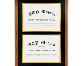 Two Diploma Frame - Double Document or Degree Frame - Modern Graduation Frame - Masters & Bachelor's Degree