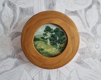 Framed Tree Oil Painting: Handmade Country Landscape Wall Art