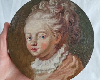中世美術 磁器に描かれた絵画 貴族 女性 アンティーク 紙 ヨーロッパ