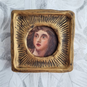 Original portrait, framed oil painting, small portrait, figurative oil painting, Original handmade oil painting, miniature art