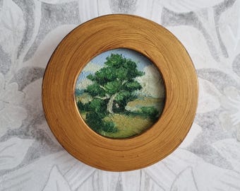 Framed Tree Oil Painting: Handmade Country Landscape Wall Art