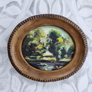 Under brilliant sunshine,Framed Oil Landscape Painting: Countryside Trees & Hill - Original Art 5.0 (90)