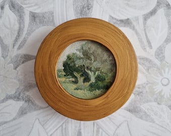 Framed Tree Oil Painting: Handmade Antique Style Landscape Art