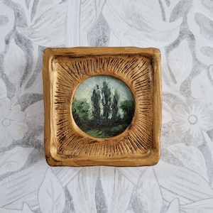 Country moody oil landscape painting,tree painting,framed oil painting, Original handmade oil painting, antique art, Chistmas gift