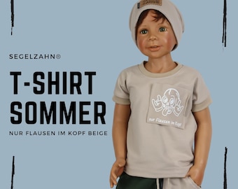 T-Shirt Kinder Beige- Sommershirt Unisex für Jungen und Mädchen - Oberteil kurzarm Segelzahn Kinderkleidung beiges Kurzarmshirt Kindershirt