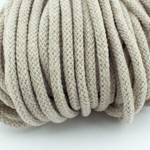 Baumwollkordel 5mm Nähen DIY Schnur Kordel Makramee 16 Farben Flechtkordel Meterware / 1Euro Hoodieband rund Baumwolle Material Segelzahn Beige