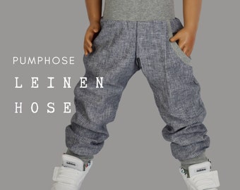 Leinenhose Kinder, Pumphose Kind Baby Sommerhose / Leinen / Hose Jungen / blau / Kinderhose / elegant / Segelzahn Kinderkleidung