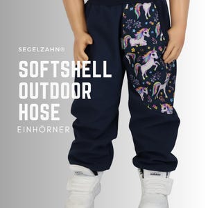 Pantaloni softshell blu per bambine, foderati, pantaloni anti-fango con tema unicorno, pantaloni antipioggia per bambini, pantaloni da esterno con motivo a zig-zag, pantaloni da pozzanghera per bambini/neonati, pantaloni harem blu