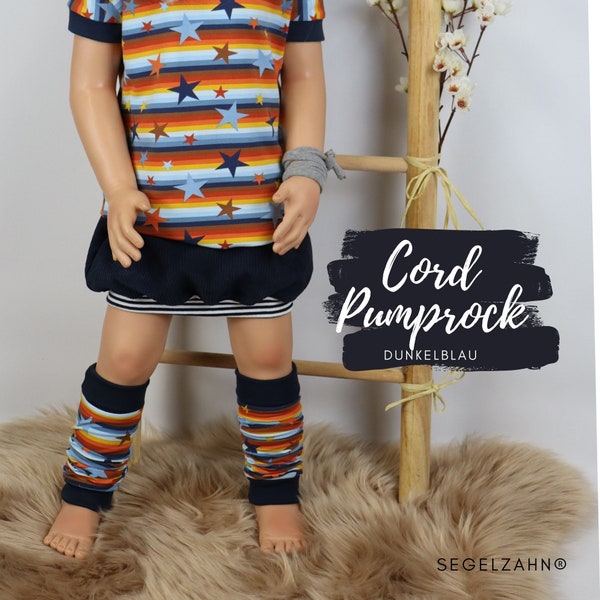 Cord Rock für Mädchen - Pumprock Blau Kinder - Ballonrock Kind Baby - Segelzahn - Mädchenkleidung - Kinderrock - Kindermode - Mädchenrock