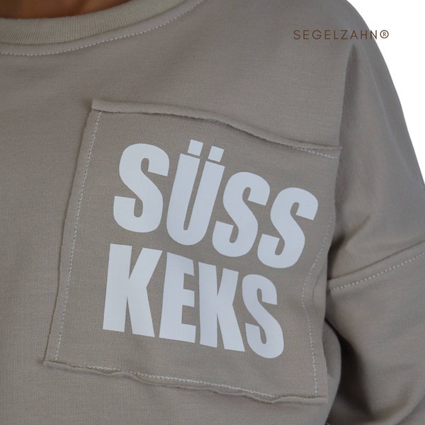 Oversize Sweatshirt Kinder Beige, Pullover Unisex Jungen Oberteil weit geschnitten Oversized Hoodie Kind Baby Segelzahn Geschenkidee