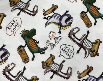 Jersey / Baumwolljersey / Dino Stoff / Kinderstoff / Dinosaurier / Weiß / Jerseystoff / Nähen / Kleidung / Kinder Segelzahn 50cm/6Euro