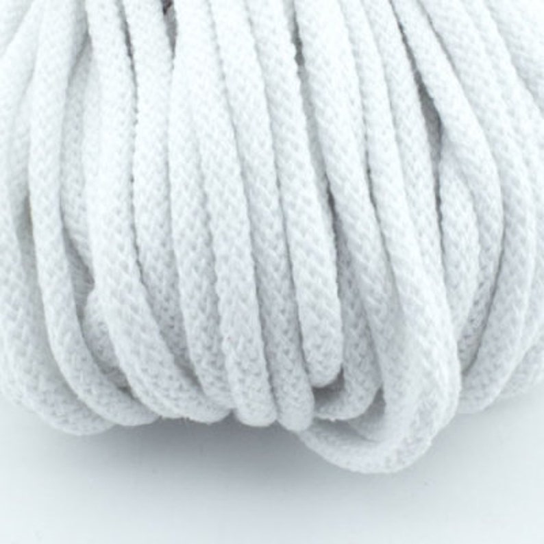 Baumwollkordel 5mm Nähen DIY Schnur Kordel Makramee 16 Farben Flechtkordel Meterware / 1Euro Hoodieband rund Baumwolle Material Segelzahn Weiß