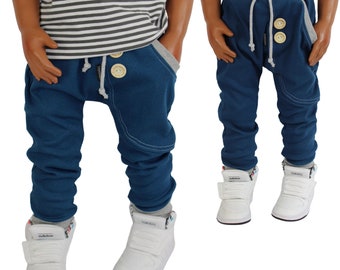 Slim Fit Rippjersey Hose Kinder Petrol Rippen- Hose Unisex Kinderhose Jungen Mädchen Segelzahn Geschenkidee