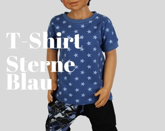 Kindershirt, kurzarm Sommershirt Unisex Blau Sterne Rauchblau Segelzahn Kinderkleidung Oberteil Sommer Sweatshirt Junge Mädchen Kind Baby