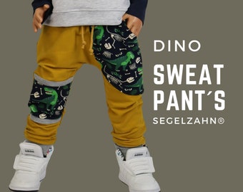 Pantaloni della tuta per bambini Dino Joggers Ragazzo Ragazza Bambino Pantaloni da jogging per bambini - Sail Tooth Abbigliamento per bambini - Pantaloni slim fit dinosauro Unisex Giallo senape