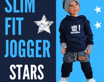 Sweat Jogger Jungen / Slim Fit Hose Kinder / Unisex / Blau / Sterne / Jogginghose / Kind Baby / Sweathose / Segelzahn / Kinderkleidung