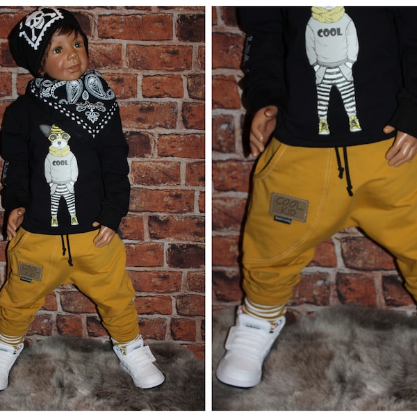 Baggy Jogger Kinder, Mitwachshose Unisex Senf Jungen Mädchen Pumphose Baby Sarouel Haremshose Segelzahn Geschenkidee Kinderkleidung