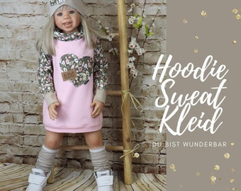 Sweat Kleid Mädchen - Hoodiekleid Kind Baby - Rosa - Kinderkleid - Kapuzenkleid - Longkleid - Segelzahn Kinderkleidung - Pulloverkleid