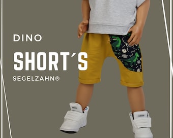 Shorts, kurze Hose Dino Senf Gelb - Sommerhose Junge Mädchen Kind Baby Sweathose Hosen Sommer Segelzahn Kinderkleidung Pumphose Dinosaurier